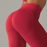 Hamidou-mallas deportivas para mujer, pantalones de Yoga de cintura alta, sin costuras, para correr, Fitness y entrenamiento - details 3