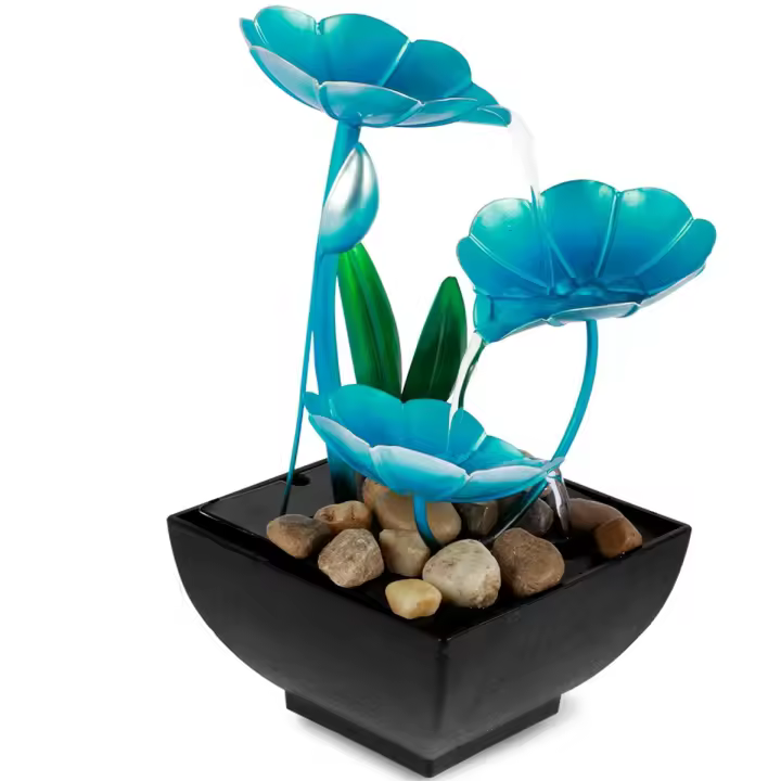 Fuente de mesa para meditación, Mini cascada de flores, decoraciones, sonido, relajación, adorno de loto - 1