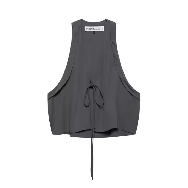 OUWU- Nueva Ropa De Mujer Adelgazante Versátil Decoración De Lazo Cuello En V Textura Chaleco Suelto Chaqueta Hombro - 1