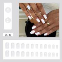 24Pcs/Box Uñas Postizas Francés Arco Iris Con Patrón De Corazón Blanco Uñas Postizas Largas Cuadradas Cubiertas De Plástico Para Manicura - details 3