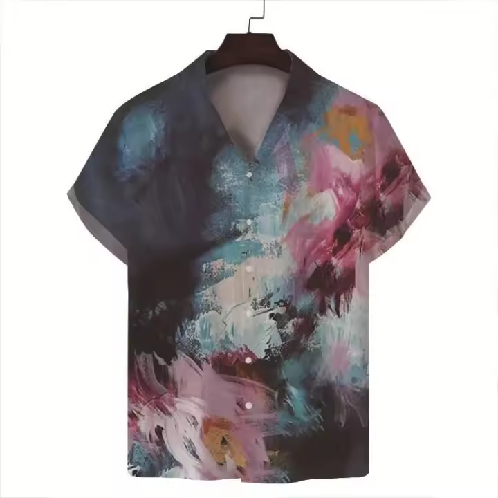Camiseta hawaiana de manga corta para hombre, camisa de estilo cubano con estampado 3D, holgada y bonita, versátil, a la moda, nueva - 1