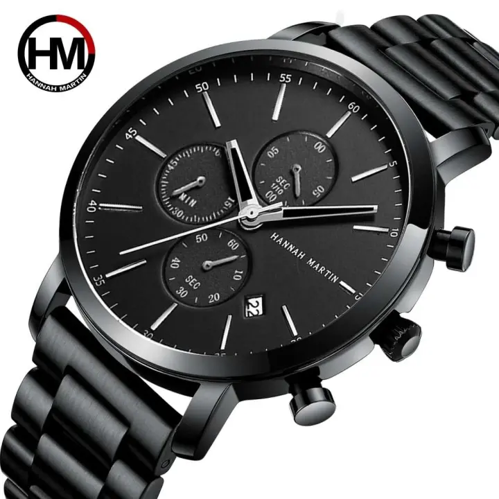 Reloj deportivo de acero inoxidable para hombre de lujo premium, 44,5 mm, multifuncional, moda, oro, negro, negocios, 3 bar, resistente al agua, reloj de pulsera de cuarzo para hombre - 1
