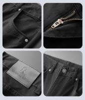 Pantalones informales ajustados para hombre, novedad de otoño, pantalones clásicos de marca rectos de negocios cómodos elásticos de color negro puro para hombre - details 2