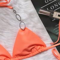 Traje de baño dividido de la correa del color sólido de las mujeres del diamante artificial de los nuevos accesorios del metal atractivo del bikini del día de fiesta - details 19