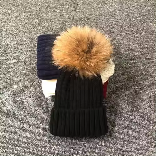 Gorro de invierno con pompones de piel para mujer, gorro de invierno para mujer y niña, gorros tejidos, gorro grueso para mujer - 1