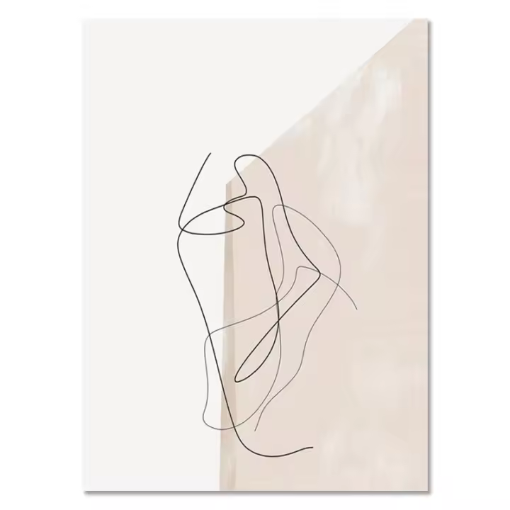 Póster de Pared Abstracto de Color de Línea Arte Moderno en Lienzo para Decoración de Sala de Estar Hogar Lienzo Cuadriculado Estilo Minimalista - 1
