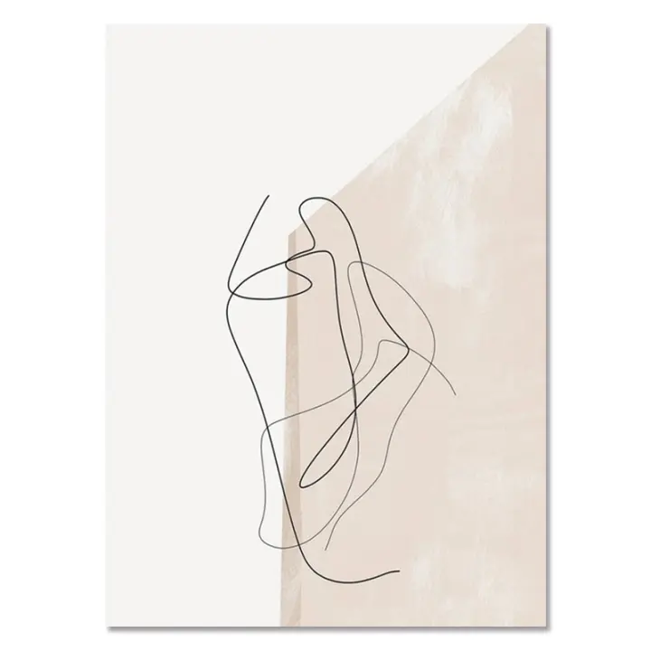 Póster de Pared Abstracto de Color de Línea Arte Moderno en Lienzo para Decoración de Sala de Estar Hogar Lienzo Cuadriculado Estilo Minimalista - 1