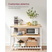 encimera Grande, Estante de microondas de 3 Niveles, Marco de Acero, 60 x 120 x 90 cm, Moderno, fácil instalación, Roble Blanco KKI001W09 - details 2