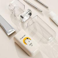 Cilindro de dientes de dibujos animados práctico, juego de tazas de lavado de plástico de gran capacidad, taza para enjuague bucal sellada, dispensador de pasta de dientes para acampar, 2 uds. - details 1