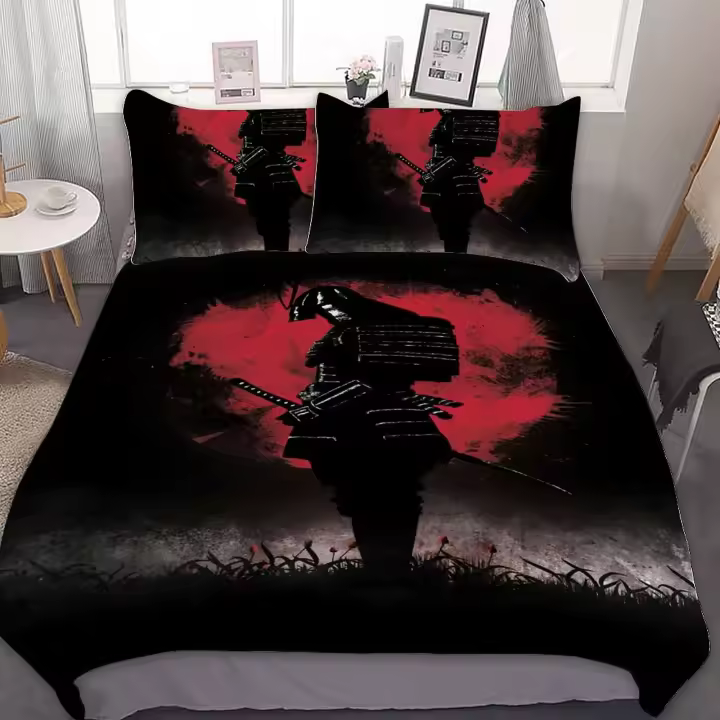 Juego de Ropa de Cama Samurai Funda de Edredón de Paisaje Atlántico de Noche Material de Poliéster - 1