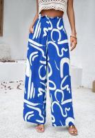 Pantalones elásticos de pierna ancha para mujer Primavera-Verano Chic con estampado elegante - details 1