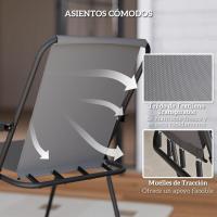 Conjunto de Mesa y Sillas de Jardín al Aire Libre de 6 Piezas Muebles de Jardín con 4 Sillas Plegables Mesa de Vidrio y Parasol para Patio Terraza Gris - details 4