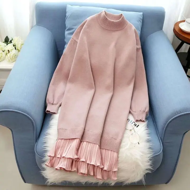 Otoño Invierno mujeres de punto moda suéter Vestidos señora ajustado ceñido al cuerpo manga larga Casual vestido de fondo Vestidos P103 - 1