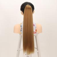Extensiones de cola de caballo sintéticas esponjosas, suaves con banda elástica, postizo largo Yaki liso, bricolaje, colas de caballo postizas de 24 pulgadas, uso diario - details 19