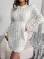 2024 Otoño Invierno mujer Casual manga larga suéter vestido negro blanco azul - details 14