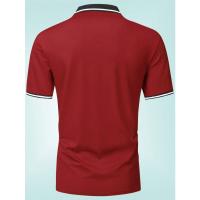Verano nueva camiseta de los hombres Casual botón de manga corta Jacquard cuello Polo camisa de solapa de negocios. - details 9