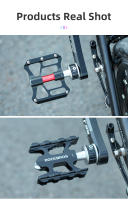 Pedales de Bicicleta ROCKBROS Mtb de Liberación Rápida CNC a Prueba de Lluvia Sello de Rodamiento de 8.2cm Amplio Antideslizante Cromo Molibdeno Material de Aleación de Aluminio CNC para Carretera - details 11