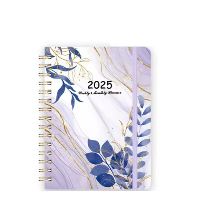 Agenda en inglés de 365 días 2025, libro mensual de hojas sueltas, diario de flores, cuaderno, organizador, práctico planificador de horario A5 - 1