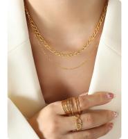 Nuevo collar de doble capa con temperamento de nicho, collar de clavícula de acero titanio con baño de oro de 18k, joyería para mujer - details 1