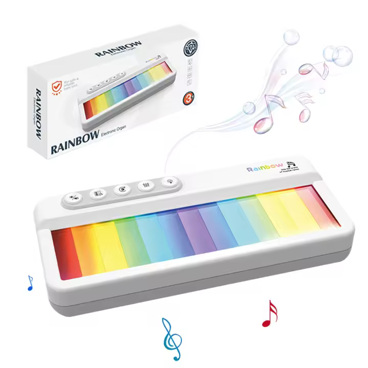 Rainbow Flashing Piano Toys Portable Keyboard Toys with 5 Instruments 13 Melody Electronic Music Toys Educational Toys for Kids - 1