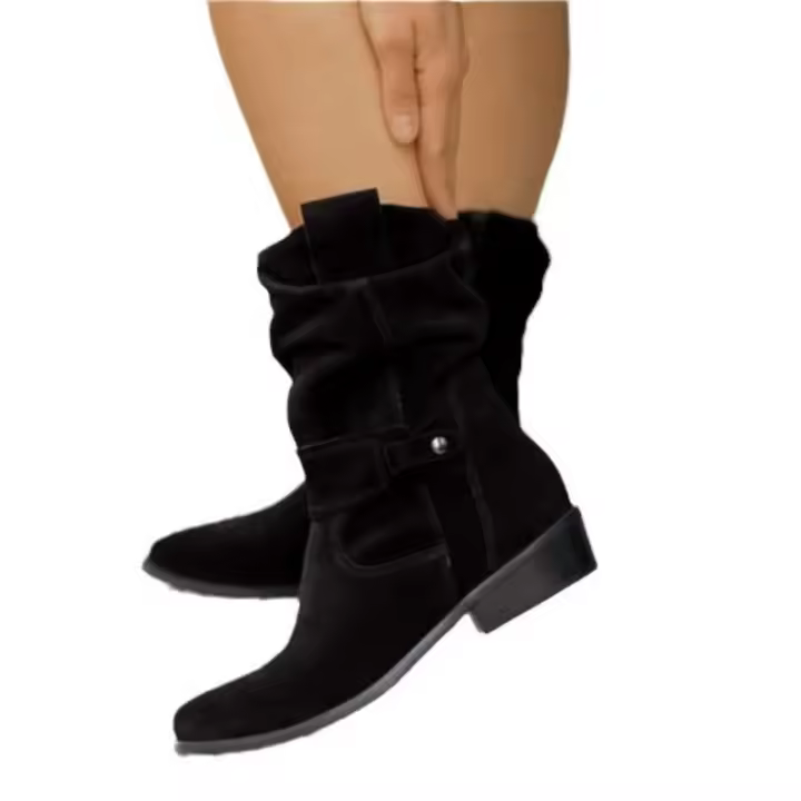 Nuevo tacón bajo 40-43 botas bajas de gamuza de tacón bajo para mujer - 1