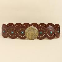 Cinturón de disco bohemio ancho exagerado con remaches, pretina de cuero occidental ajustable Y2k turquesa para mujer, cinturón Vintage para chica picante - details 23