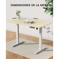 Eléctrico, Mesa Ajustable en Altura 120x60 cm, Mesa de Oficina con Panel Inteligente de 4 Memorias, - details 2