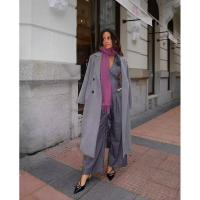 BUNO-Conjunto de 3 piezas para mujer, traje gris sin mangas, chaleco Halter de flores 3D, pantalones de pierna ancha, traje informal con solapa, atuendo elegante para mujer, otoño - details 1