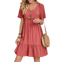 Vestido de Verano Mujer, Prenda de Manga Corta, Transpirable, Cuello en V, Ideal para Regalo de Cumpleaños y San Valentín - details 7
