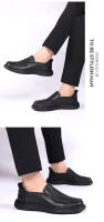 Zapatos casuales de cuero de los hombres de la cabeza redonda de primavera diario de cuero zapatos de los hombres de un pedal antideslizante mocasines de primera capa de cuero de vaca papá zapatos - details 12