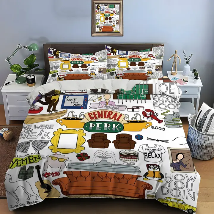 Juego de Ropa de Cama de Poliéster de Lujo con Patrón de Show de TV Juego de Cama para Adultos y Niños con 3 Fundas de Edredón y 2 Fundas de Almohada - 1