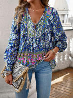 Blusa camisa floral rosa para mujer, top suelto de manga larga, ropa de calle, traje de oficina, ropa de mujer para otoño y primavera - details 17