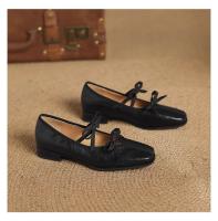 Nueva piel de oveja cabeza cuadrada estilo retro pequeños zapatos de cuero arco pedal boca poco profunda Mary Jane zapatos individuales - details 21