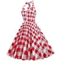2025 nuevo Hepburn verano Vintage lunares mujeres Halter elegante fiesta 50s 60s Rockabilly Pin Up túnica Swing vestido de cola - details 27
