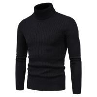 Suéter de cuello alto para hombre, suéter de punto ajustado, camisa de fondo, cálido, Color sólido, moda de otoño e invierno - details 10