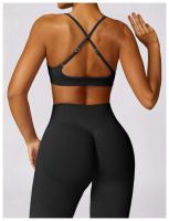 Campana de yoga para mujer - Pantalones deportivos transpirables para correr en gimnasio ajustados con cintura alta y salto de cadera - details 32