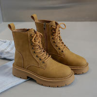 2025 nueva plataforma-suela estudiante botas cortas versátil locomotora ruibarbo botas botas cortas - details 1