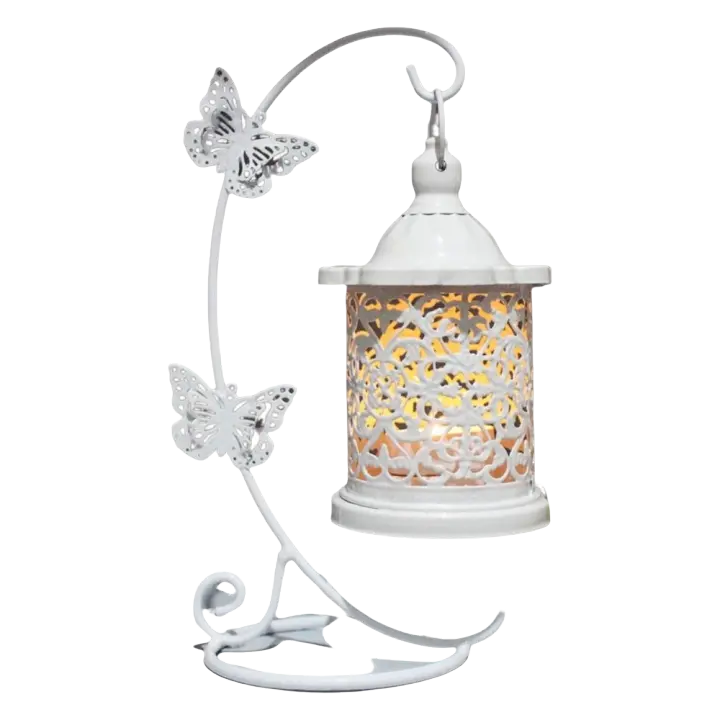 Linterna de Vela Colgante Vintage Artesanía de Hierro Hueco Decoración de Jaula de Pájaros - 1
