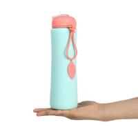 Botella de agua de silicona plegable a prueba de fugas, taza de agua plegable portátil reutilizable, tapa giratoria, tazas de agua plegables para viaje - details 15