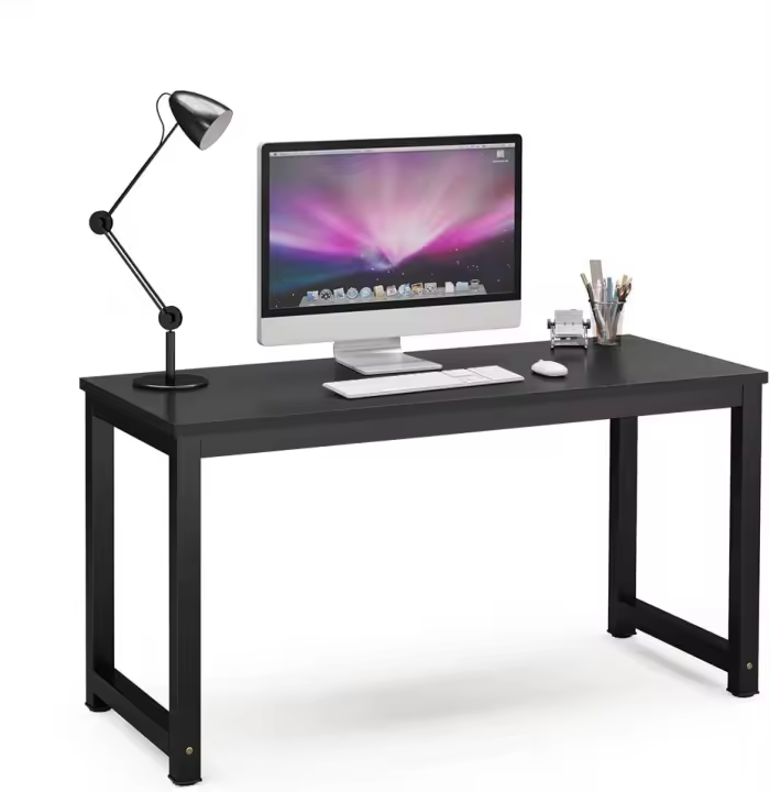 Mesa Escritorio, Escritorio de Estudio para Oficina en casa, Escritorios de Estilo Moderno para Dormitorio, Montaje Sencillo (160 x 60 x75 cm, Marrón Rústico/Negro) - 1