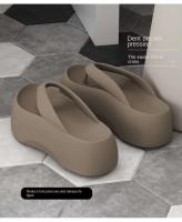 Chanclas Eva de fondo grueso para mujer con plantilla hermosas zapatillas de verano playa hogar excrementos de sensibilidad aumentada suave - details 4