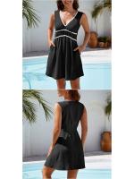 Vestido de mujer 25 primavera y verano nuevo vestido reductor de cintura sin mangas con cuello en V informal cómodo - details 3