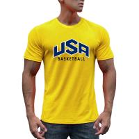 Camiseta deportiva de secado rápido para hombre, camiseta con letras estampadas, de manga corta, elástica, ligera - details 1