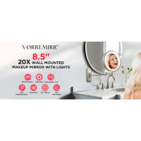 VORREMIRR Espejo de pared, aumento 1x/20x con espejo de maquillaje de doble cara de 8,5 pulgadas para baño, níquel cepillado - details 0
