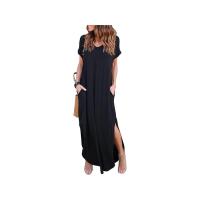Vestido largo de verano de manga corta y cuello en V con bolsillos - details 0