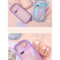 Estuche de lápices transparente de malla impermeable, bolsa de gran capacidad, papelería estética coreana, suministros escolares para niñas - details 5