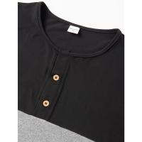 Camiseta deportiva informal de manga corta de verano para hombre, con costuras tricolores y cuello en V con muescas, estilo Henry - details 8