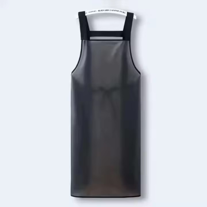 Delantal de trabajo resistente al aceite de PVC para el hogar, impermeable, Negro transparente, delantales de limpieza a prueba de suciedad - 1