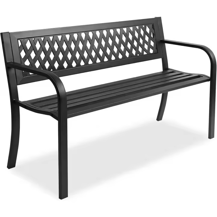 Jardín Exterior de Metal 2-3 Plazas |   Asiento de acero resistente |   Ideal para terraza, patio, porche o balcón |   Diseño Decorativo con Respaldo Curvo |   Mueble exterior duradero - 1