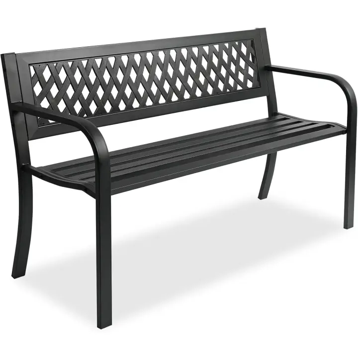 Jardín Exterior de Metal 2-3 Plazas |   Asiento de acero resistente |   Ideal para terraza, patio, porche o balcón |   Diseño Decorativo con Respaldo Curvo |   Mueble exterior duradero - 1